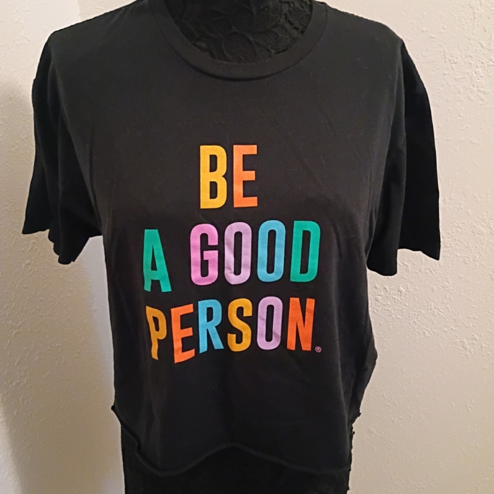 Black Kids Shirt with Colorful 'Be A Good Person' Print